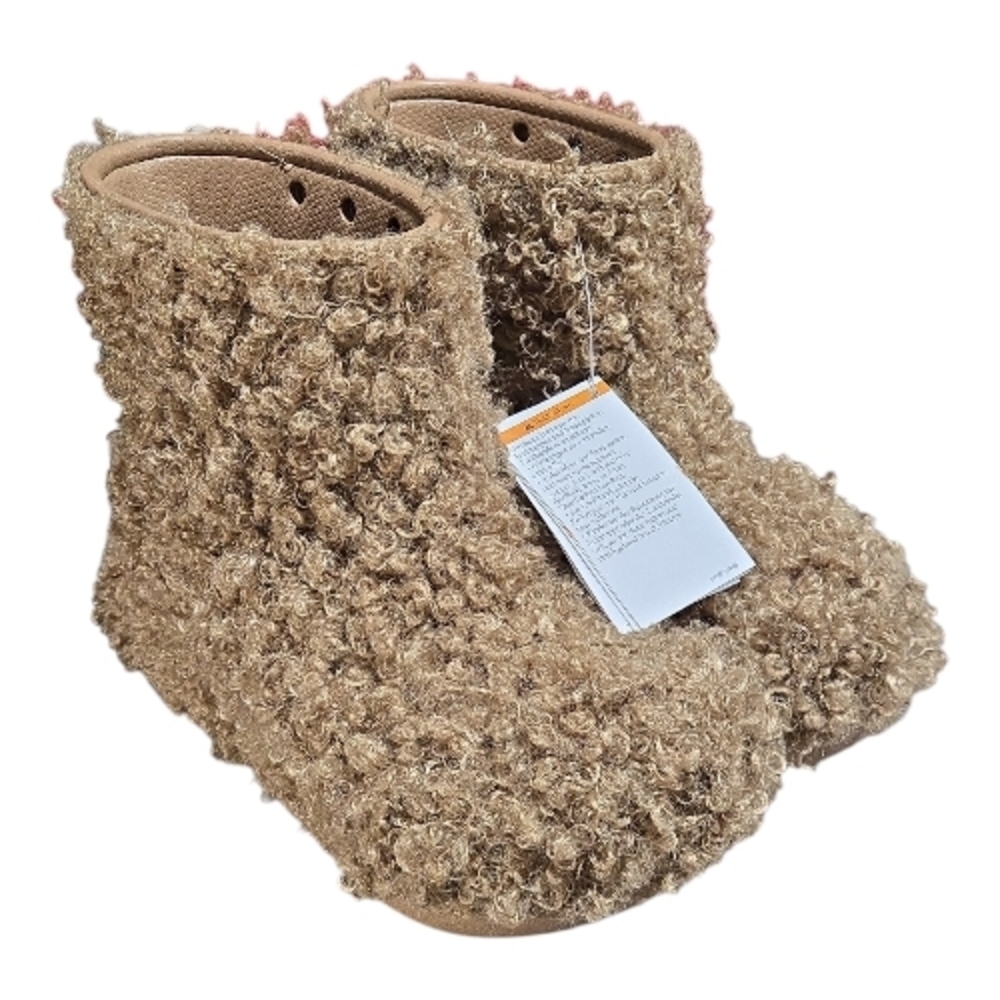 New CROCS CRUSH DOODLE FUR Pull On Winter Ankle Boots Womens Size 8 Mens Size 6